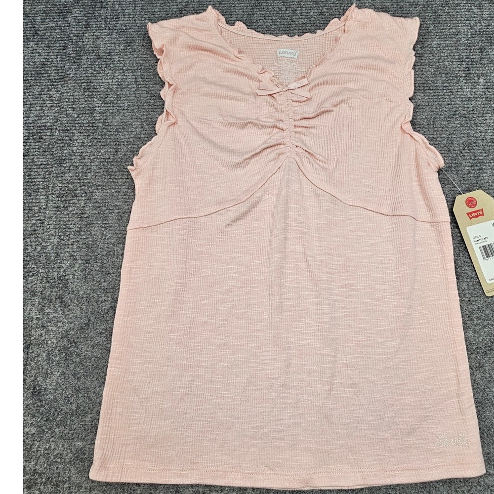Levi's Knit Top Girls Med 10-12 English Rose Ruffle Trim Bow Detail 41M147-AFS